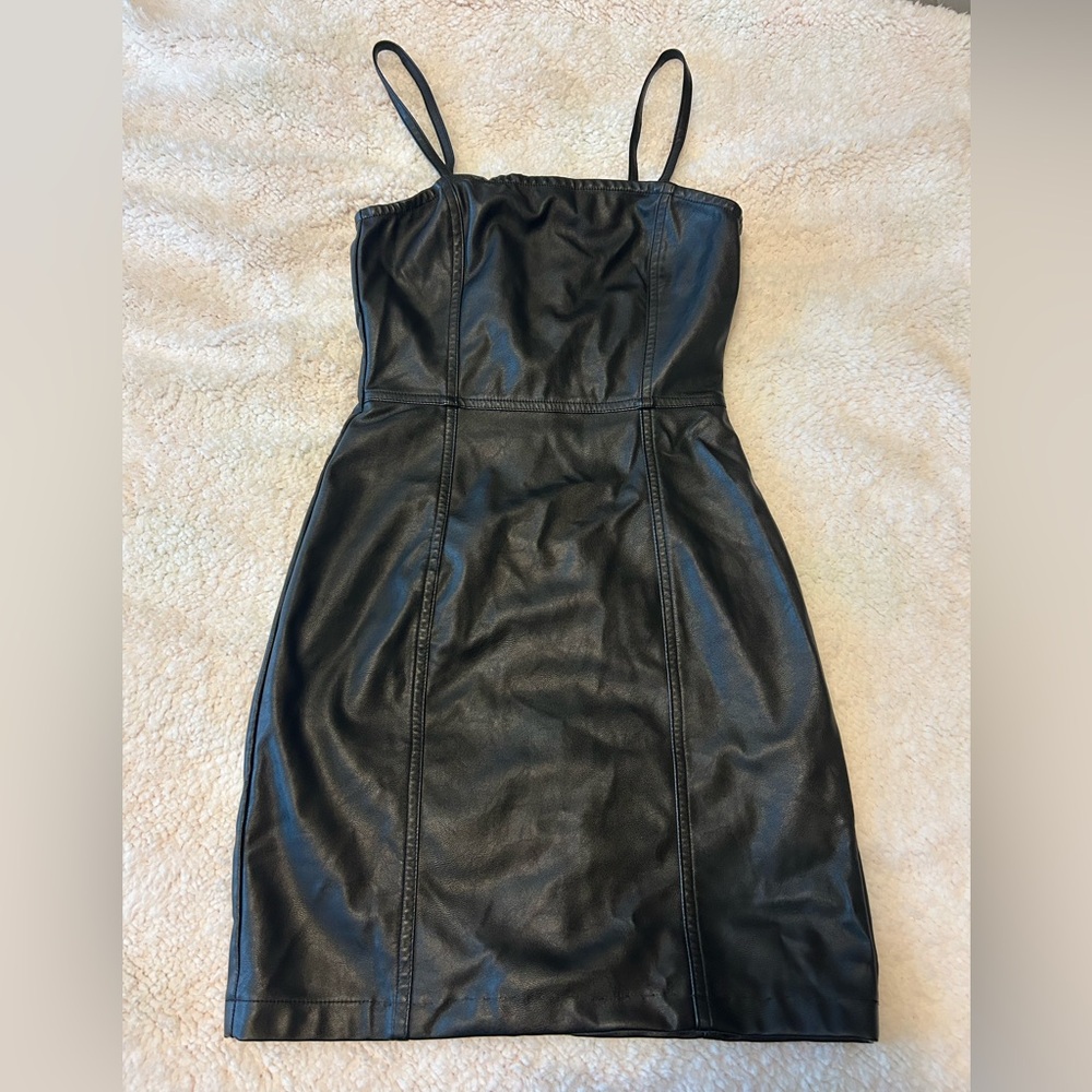 Divided Black Faux Leather Mini Dress